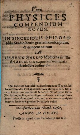 Verae Physices Compendium novum