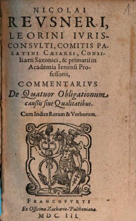 Commentarius de quatuor Obligationum Causis