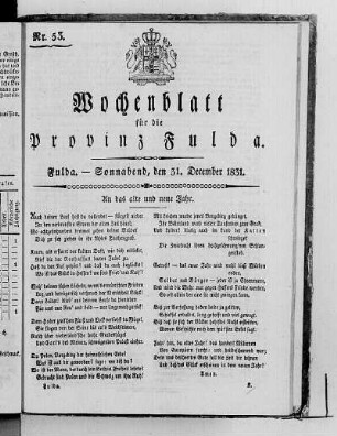 Nr. 53, Ausgabe vom 31. Dezember 1831