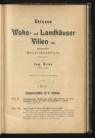 Inhaltsverzeichnis zur 6. Lieferung