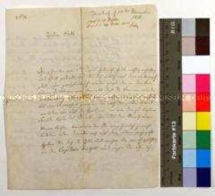 Brief Charlotte Emilie Kattner an ihren Verlobten Johann David Enke über Familie, Freunde und den Rückmarsch verschiedener Regimenter, beigefügt ein Brief von Karoline Bluhm