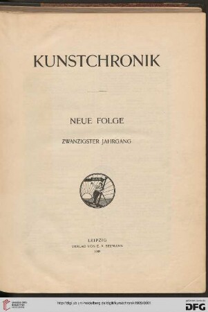 N.F. 20: Kunstchronik: Wochenschrift für Kunst und Kunstgewerbe