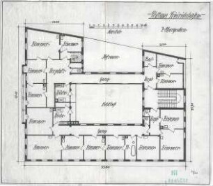 Fischer, Theodor; Friedrichshafen; Postgebäude - Grundriss 2. OG