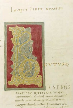 Bernward-Bibel — Schriftseite mit Initialligatur, Folio fol. 64v
