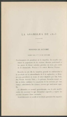 La asamblea de 1813 - (Continuación) : Sesiones de octubre