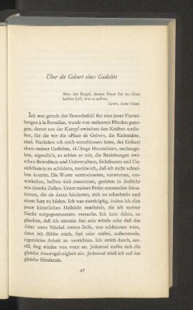 Über die Geburt eines Gedichts