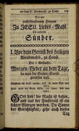 Der mit rechtschaffenem Hertzen Zu Jesu Liebes-Mahl sich nahende Sünder