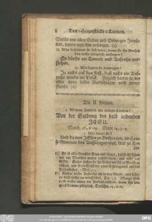 Die II Lection. Von der Salbung des bald leidenden Jesu.