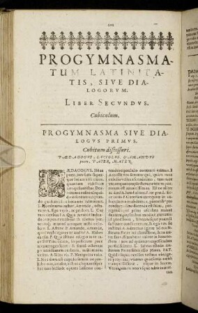 Cubiculum. Progymnasma Primus. - Progymnasma Sextum.