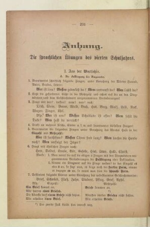 Anhang. Die sprachlichen Übungen des vierten Schuljahres.