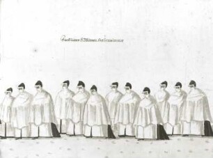 Fürstlicher S. Witwen Frauenzimmer. Ausschnitt aus der Leichenprozession für Herzog August am 4. Februar 1616 in Dresden. Wasserfarben und Tusche auf Papier; 29,8 x 41,5 cm. Dresden: Sächsisches Staatsarchiv OHMA Cap. Nr. 30