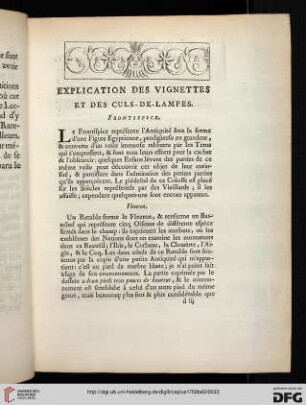 Explication des vignettes et des culs-de-lampes