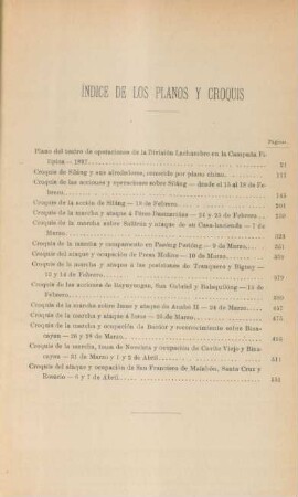 Índice de los planos y croquis