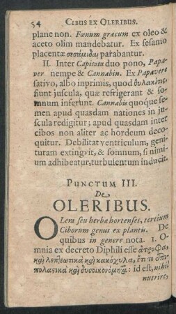Punctum III. De Oleribus