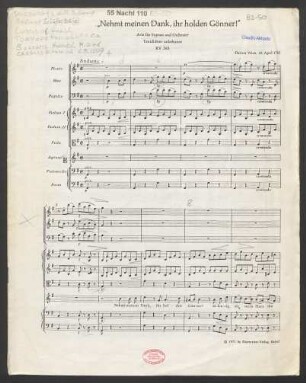 "Nehmt meinen Dank, ihr holden Gönner!" : Arie für Sopran und Orchester : KV 383