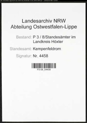 Sterberegister Standesamt Kempenfeldrom