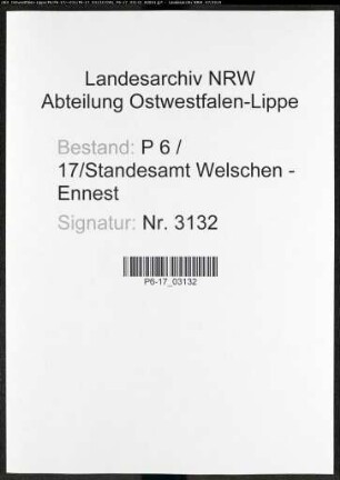 Sterberegister Standesamt Welschen-Ennest