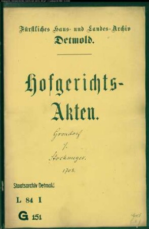 Grondorf, Joh. Peter aus Neuenkirchen gegen Johann Stockmeyer zu Berlebeck - Pferdekauf