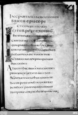 [Gregorius Turonensis: Incipit uita Sancti ac beatissimi Briccii episcopi et confessoris (= Hist. Franc. 2,1)]