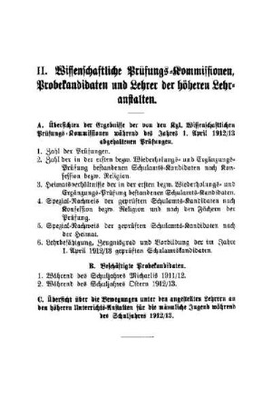 Wissenschaftliche Prüfungs-Kommissionen, Probekandidaten und Lehrer der höheren Lehranstalten