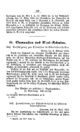 Befähigung zur Ascension in Oberlehrerstellen : [III. Gymnasien und Realschulen]