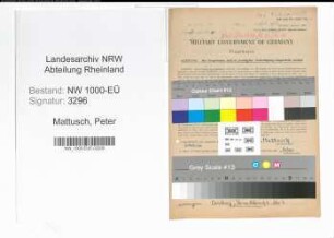 Entnazifizierung Peter Mattusch, geb. 08.03.1909 (Kalkulator)