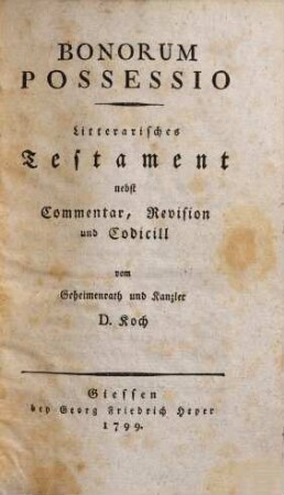 Bonorum possessio : Litterarisches Testament
