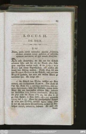 Locus II. De Deo.