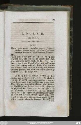 Locus II. De Deo.