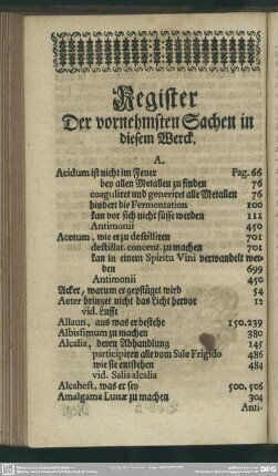 Register Der vornehmsten Sachen in diesem Werck