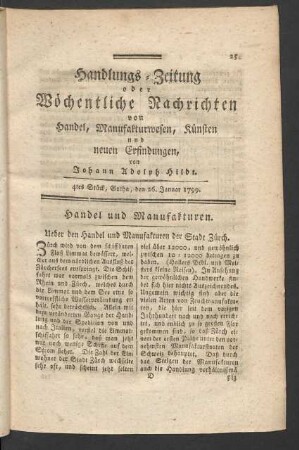 4tes Stück, Gotha, den 26. Januar 1799.