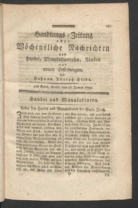 4tes Stück, Gotha, den 26. Januar 1799.