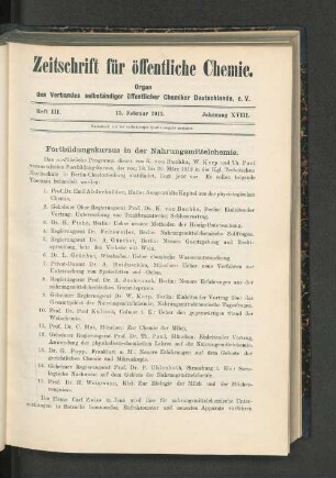 Heft III. 15. Februar 1912. Jahrgang XVIII.