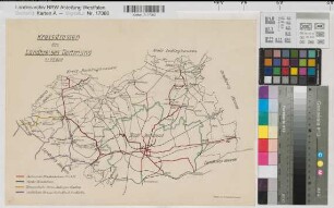 Dortmund (Kreis) Kreisstraßen und Straßenbahnen um 1900 1 : 75 000 32 x 43 farb. Druck: H. Sichelschmidt, Dortmund Regierung Arnsberg