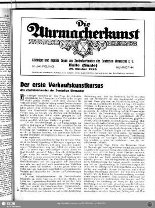 Der erste Verkaufskunstkursus des Zentralverbandes der deutschen Uhrmacher