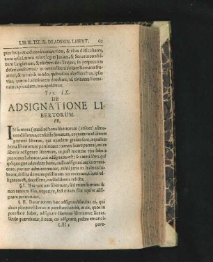 Tit. IX. De Adsignatione Libertorum.