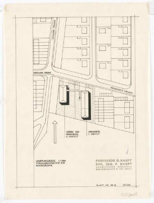 Forschungsinstitut für angewandte Mikroskopie, Photographie und Kinematographie, Karlsruhe: Lageplan 1:1000