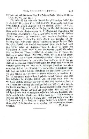 645 [Rezension] Ernst, Johann, Cyprian und das Papsttum