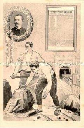 Postkarte der Bergarbeiter-Gewerkschaft