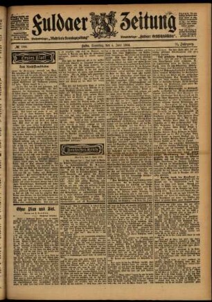 Erste Ausgabe vom Samstag, den 04. Juni 1904.