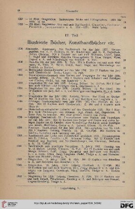 III. Teil: Illustrierte Bücher, Kunsthandbücher etc. (Nr. 1329 - 1580)
