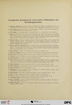Europäisches Kunstgewerbe sowie mehrere Möbelstücke und Ausstellungsschränke (Nr. 572-603f)