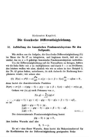 Siebentes Kapitel. Die Gaußsche Differentialgleichung