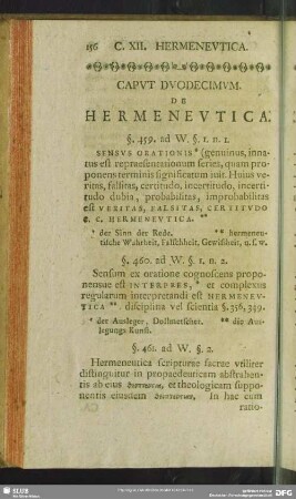 Caput Duodecimum. De Hermeneutica