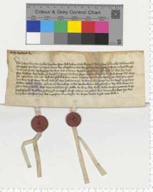 Die Lüneburger Ratsmannen Johan van der Molen, Jacobes Sohn, und Johan Schellepeper bezeugen eine Einigung über das Eigentum an einem Haus.