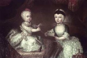 Erzherzog Franz Joseph von Österreich-Este, späterer Herzog von Este-Modena und Erzherzogin Maria Leopoldine von Österreich-Este, spätere Kurfürstin von Pfalz-Bayern als Kinder
