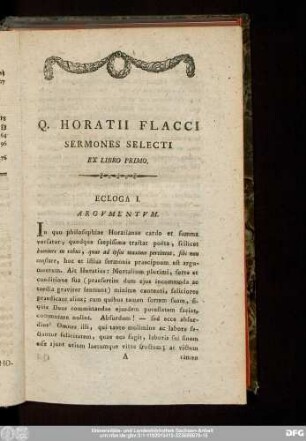 Q. Horatii Flacci Sermones Selecti
