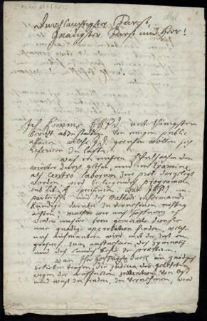 Brief von Conrad Mel an Karl, Hessen-Kassel, Landgraf