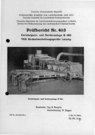 Zwiebelputz- und Sortieranlage B 902