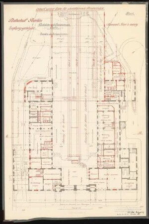 Bahn für schnellfahrende Personenzüge Schinkelwettbewerb 1910: Bahnhof Berlin Empfangsgebäude. Grundriss Erdgeschoss 1:200